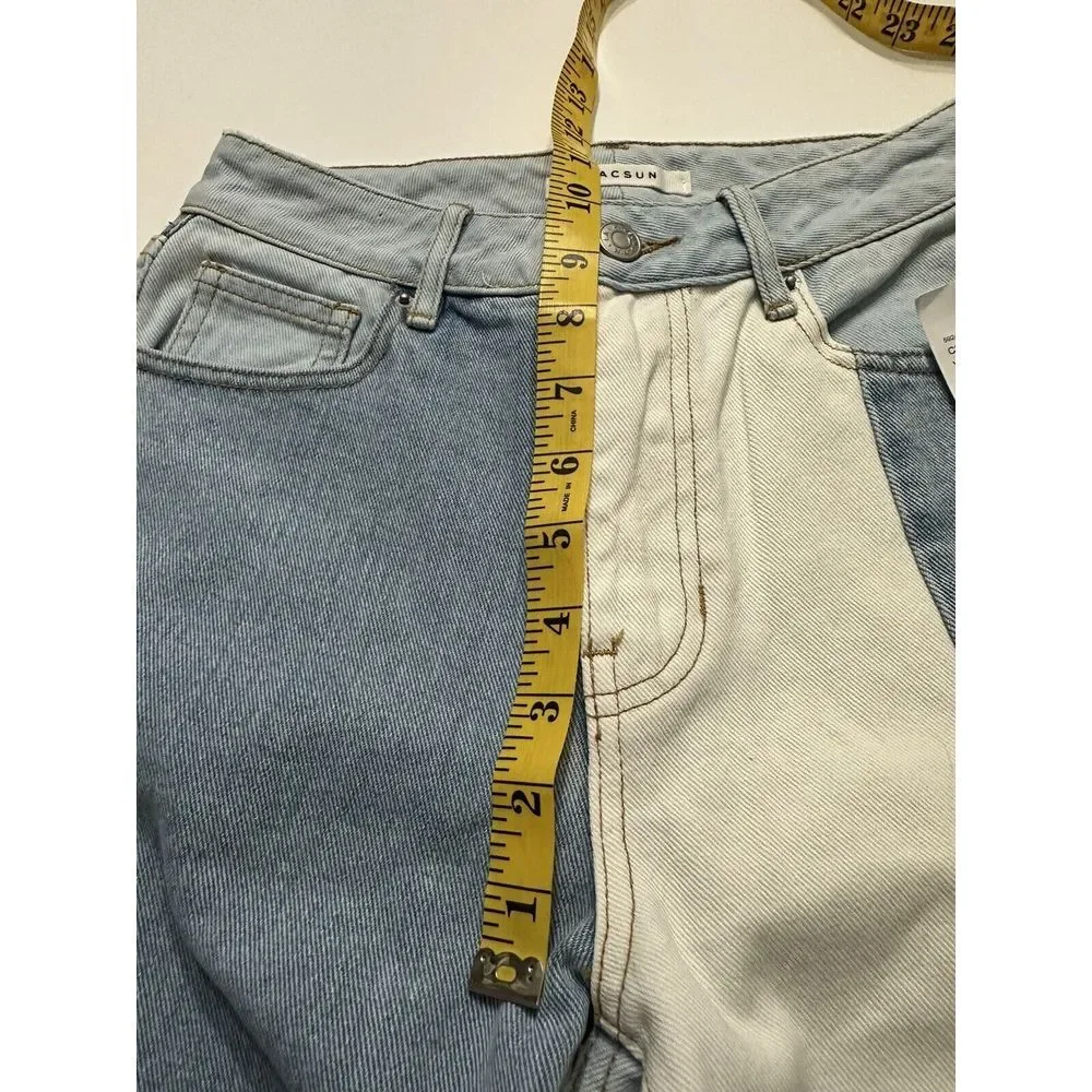 PACSUN Eco Hopper Patch Mom Jeans  Size 24 Light Wash High Rise Straight Leg NWT - Picture 7 of 12